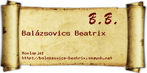 Balázsovics Beatrix névjegykártya