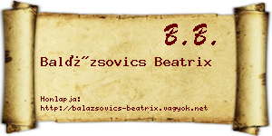 Balázsovics Beatrix névjegykártya